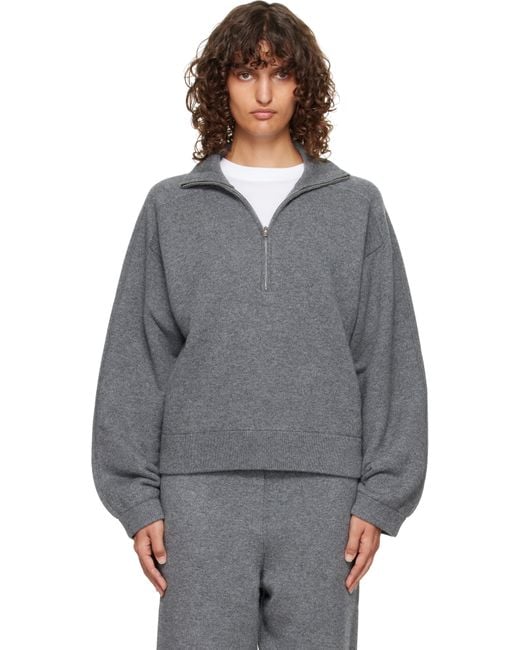 Loulou de Saison Gray Dries Cashmere Zipped Sweater