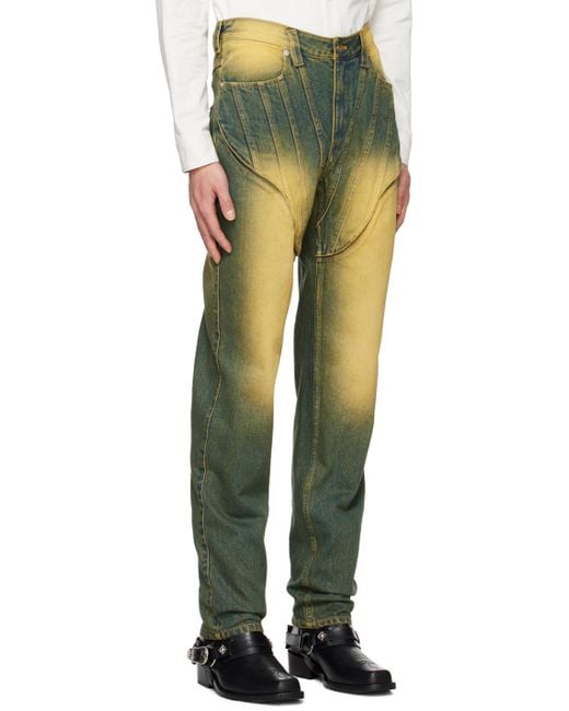 JUNTAE KIM Green Ssense Exclusive Corset Jeans for men