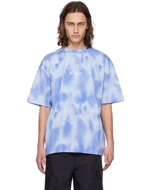T-shirt bleu à motif tie-dye imprimé HUGO pour homme en coloris Blue