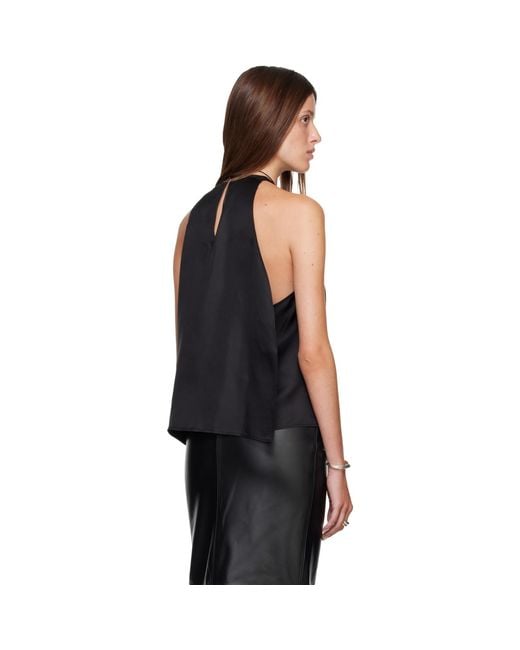 Loulou de Saison Black Cami Silk Twill Cape Top