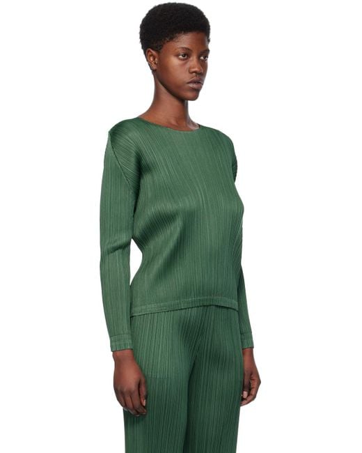 Pleats Please Issey Miyake Green Monthly Colors December Long Sleeve T-shirt