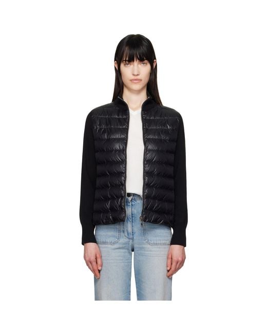 Moncler Black Padded Wool Zip-Up Down Jacket