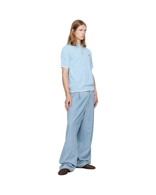 Casablanca Blue Pointelle Polo for men