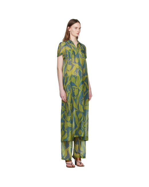 Dries Van Noten Green Long Shirt Maxi Dress