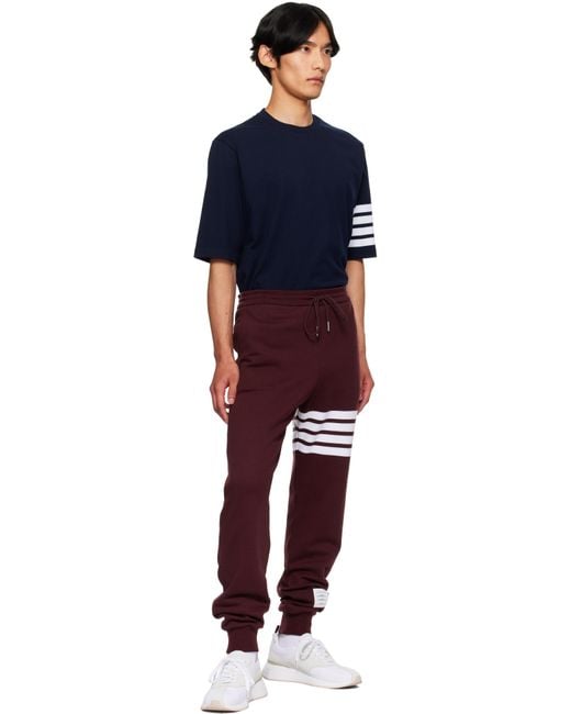 Thom Browne Red Burgundy Classic Loopback 4-Bar Sweatpants for men