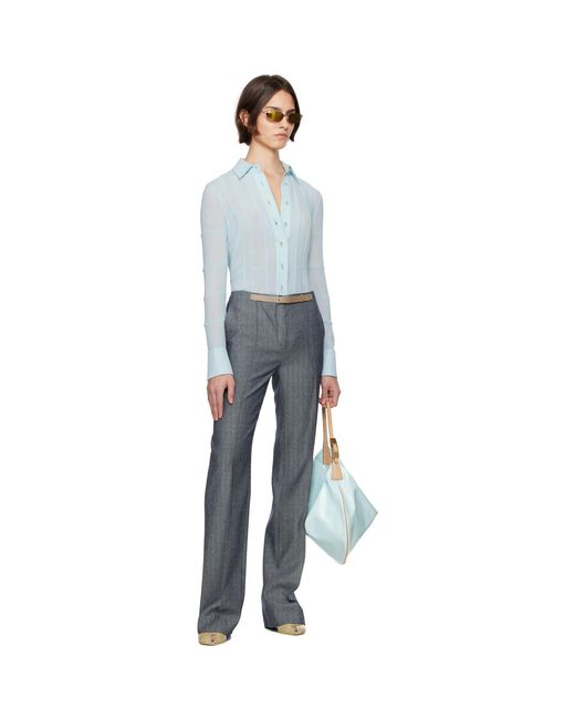 Tory Burch Blue High Waisted Wool Trousers