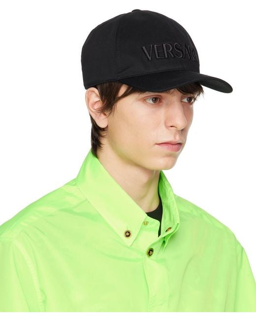 Versace Black Embroidered Cap in Green for Men | Lyst Canada