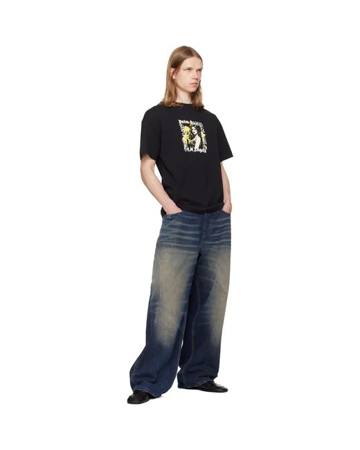 Palm Angels Black Pinup Regular T-Shirt for men