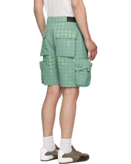 Amiri Green Ma Quad Bleached Cargo Shorts for men