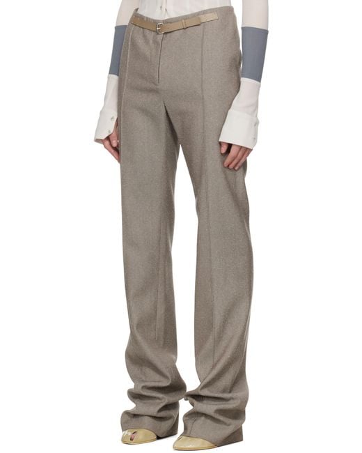 Tory Burch トープ ハイウエスト ウール トラウザーズ Natural
