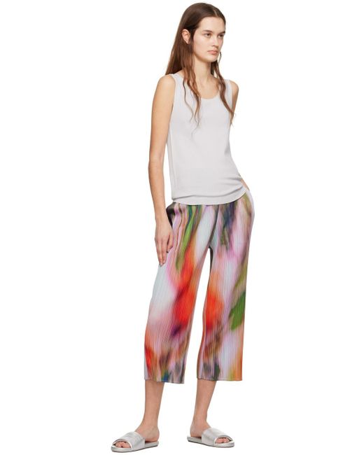 Pleats Please Issey Miyake Red Multicolor Turnip & Spinach Pants