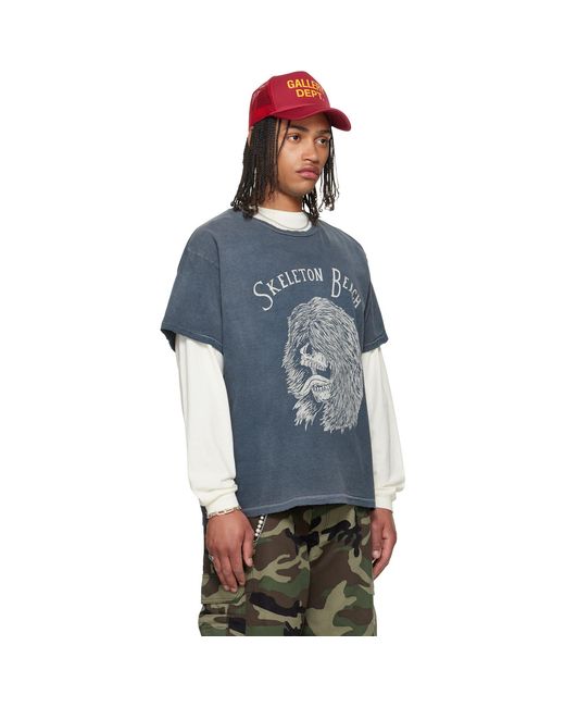 GALLERY DEPT. Blue Skeleton Beach Grit T-Shirt for men