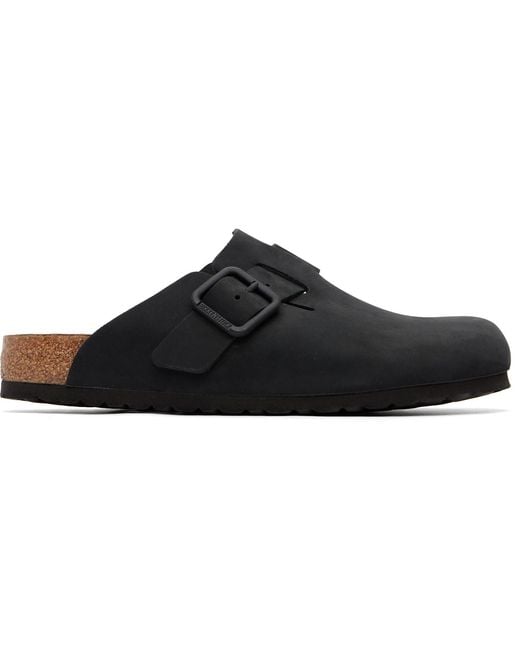 Birkenstock Black Regular Boston Wire Buckle Slip-On Loafers for men