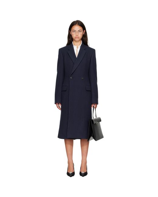 Balenciaga Blue Godet Midi Coat