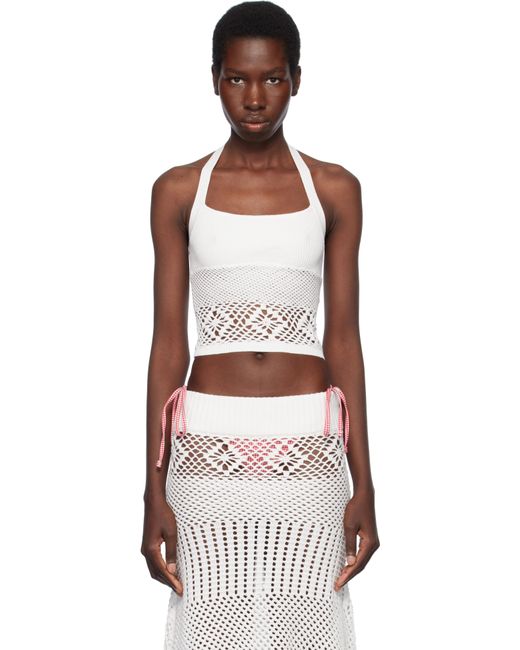 Frankie's Bikinis ホワイト Orchard クロシェ ホルタートップ White
