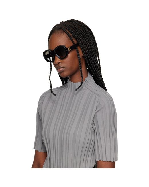 Loewe Black Beveled Pentagon Sunglasses