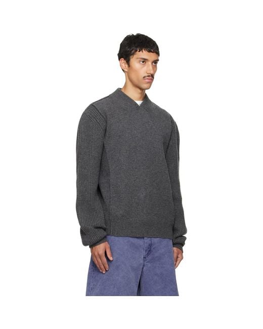 Marni Gray V Neck Sweater for men