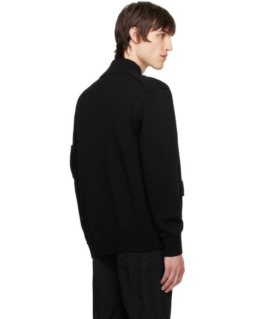 メンズ C P Company ブラック Compact Cotton Full Button Lens ニットカーディガン Black