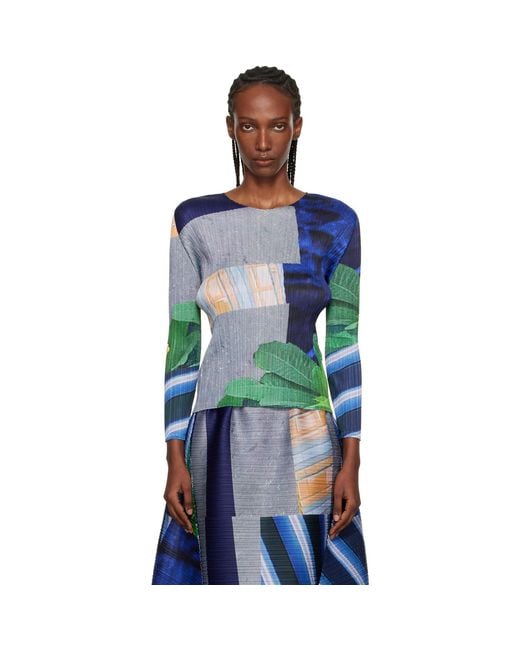 Pleats Please Issey Miyake Blue City Collage T-Shirt