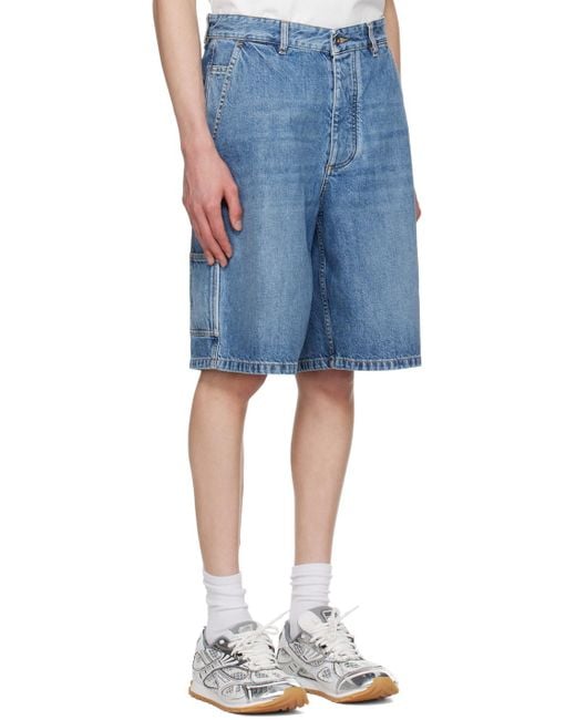 Bottega Veneta Blue Vintage Denim Cargo Shorts for men