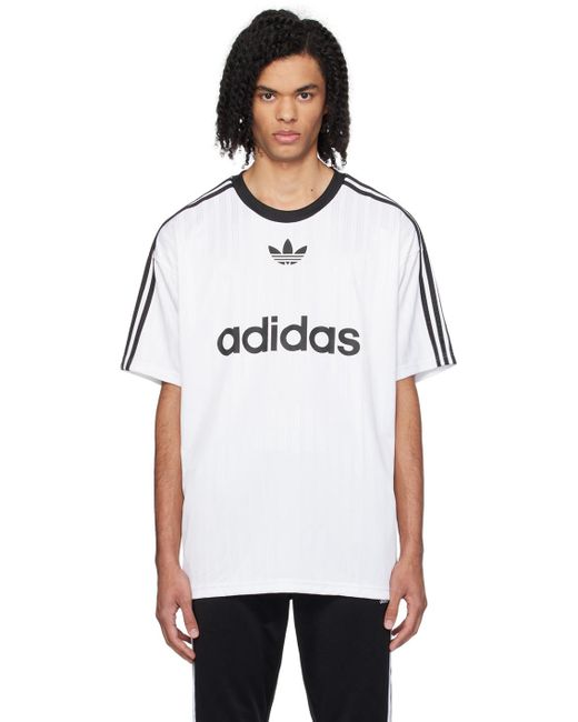 メンズ Adidas Originals ホワイト& ストライプ Tシャツ White