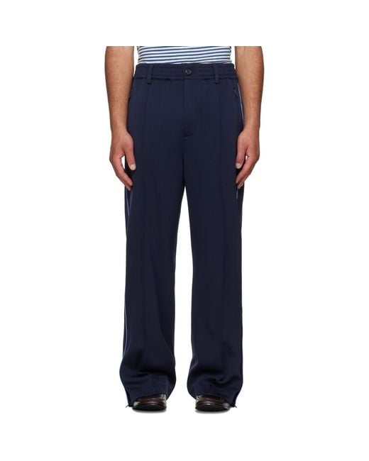 Marni Blue Piped Wool Twill Trousers for men