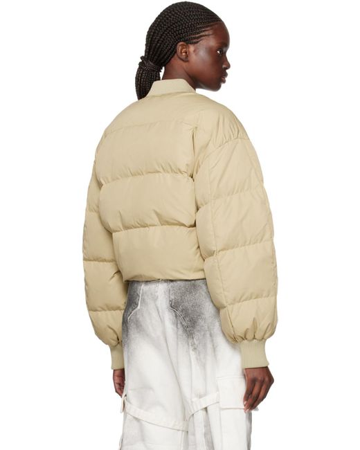 Acne Natural Green Quilted Down Bomber Jacket