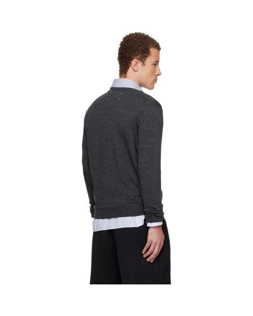 Maison Margiela Black Wool-Blend Patch Sweater for men