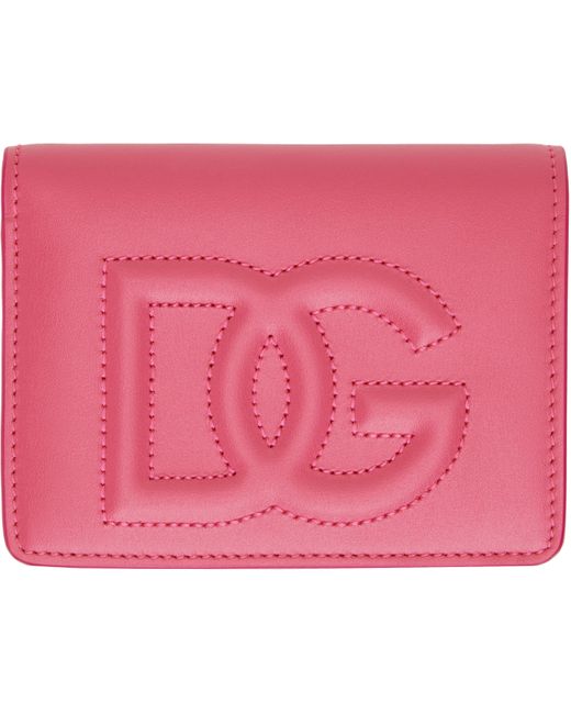 Dolce & Gabbana ピンク 'Dg' ロゴ カーフスキン 財布 Pink