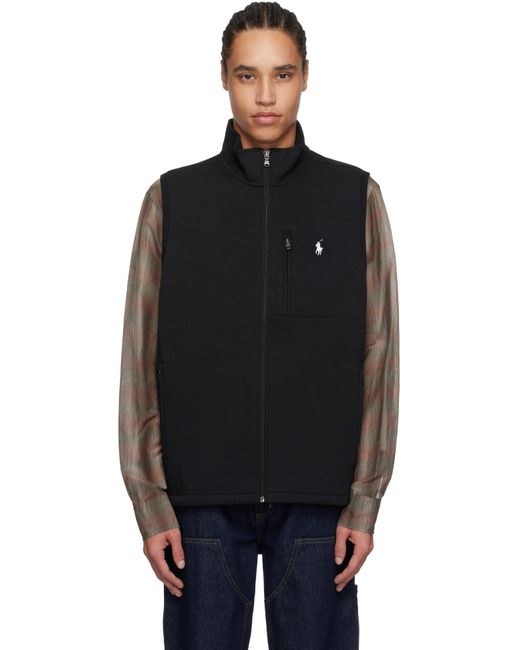 Polo Ralph Lauren Black Double-Knit Mock Neck Vest for men