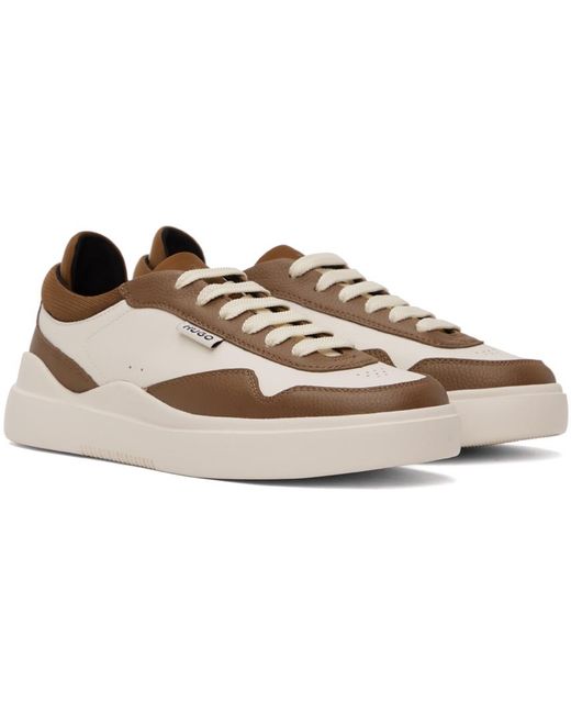 HUGO Black Off- Leather Lace-up Sneakers for men