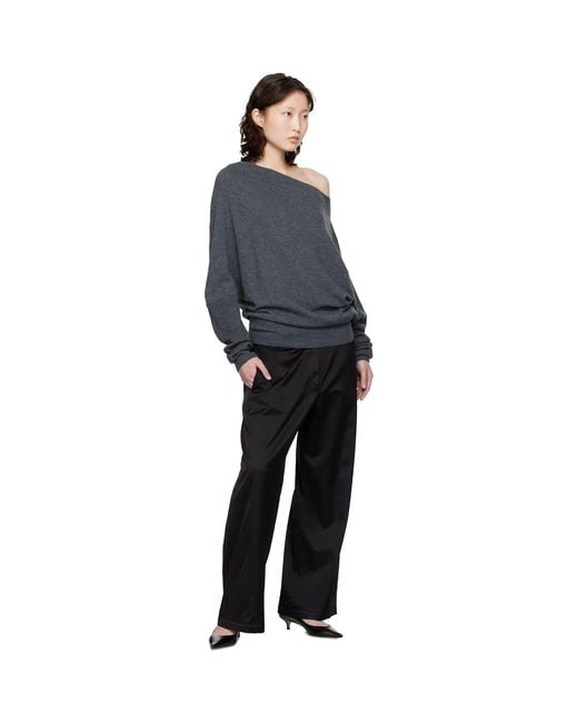 Cordera Blue Merino Wool Off-Shoulder Sweater