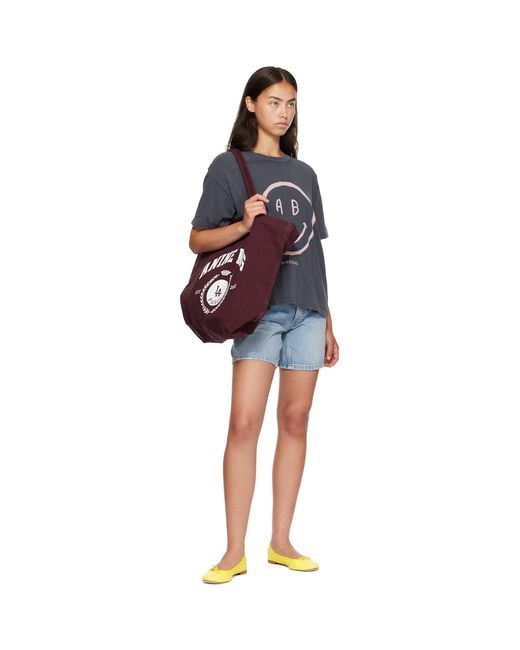 Anine Bing Red Leo Canvas Collegiate Tote