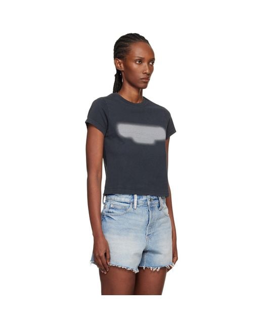 Alexander Wang Black Reflective Halo Print Logo T-Shirt