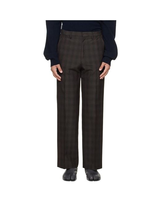Maison Margiela Black Checkered Regular Tailored Trousers for men