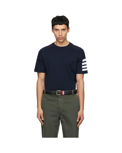 Thom Browne Black Milano Cotton-Bar T-Shirt for men
