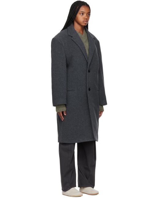 Lemaire Black Gray Chesterfield Coat