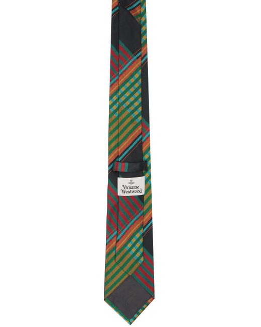 Vivienne Westwood Black Combat Tartan Tie for men