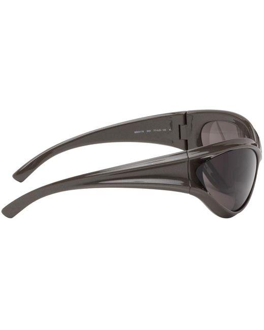 Balenciaga Black Gray Dynamo Round Sunglasses for men