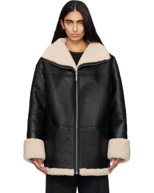 Blouson Noir À Garnitures En Peau Retournée Totême  en coloris Black