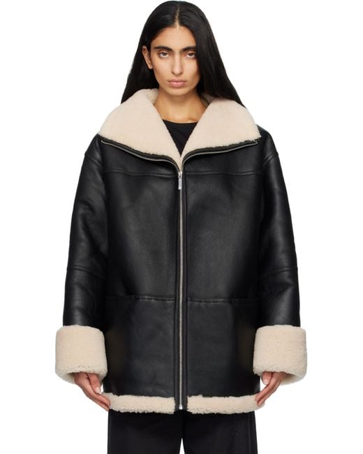Totême  Black Signature Shearling Jacket