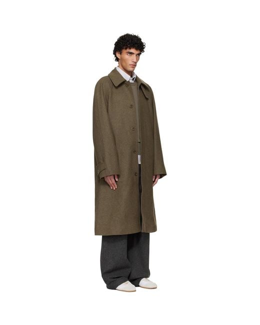 A.P.C. Black Khaki Raglan Sleeve Coat for men