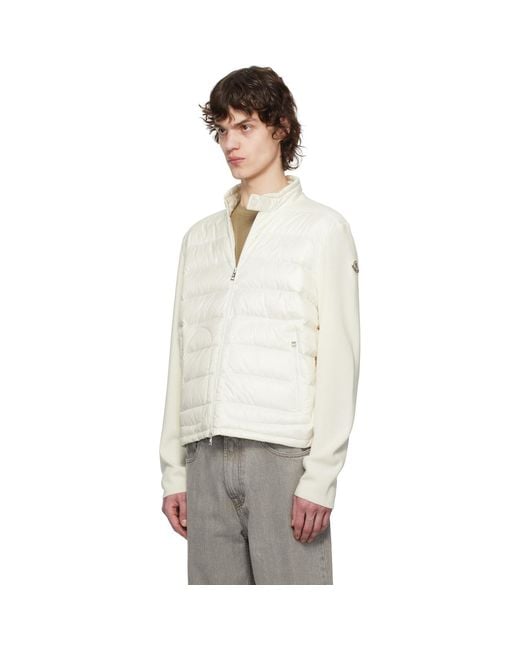 Moncler White Padded Wool Zip-Up Down Jacket for men