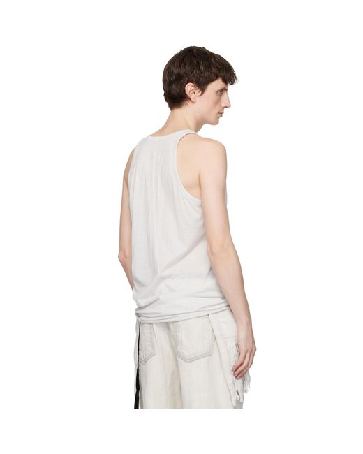 Rick Owens White Off- Temple Loose Tank Top for men