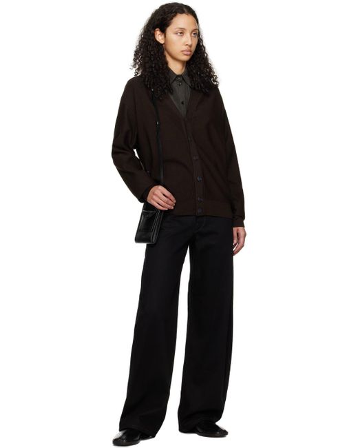 Cardigan brun à assemblage torsadé Lemaire en coloris Black