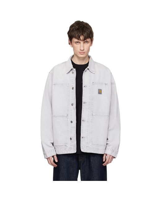 Carhartt White Og Double Front Denim Jacket for men