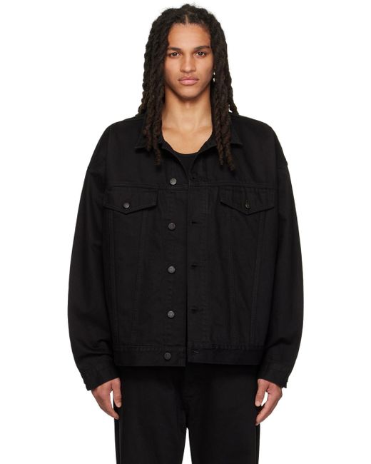 メンズ Fear Of God ブラック ロゴパッチ デニムジャケット Black