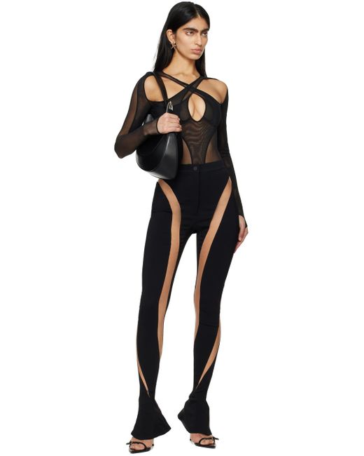 【関税込み】Mugler ブラック クリスクロス ボディスーツ Mugler Black Criss-crossed Bodysuit | Lyst