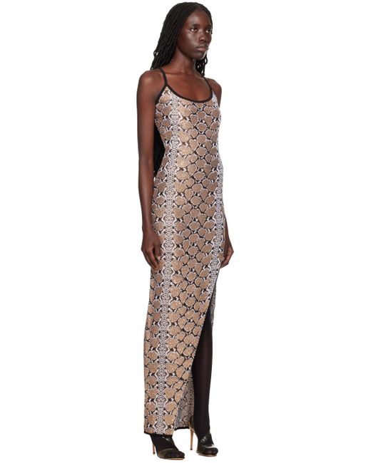 Robe longue dorée à motif peau de serpent Balmain en coloris Black