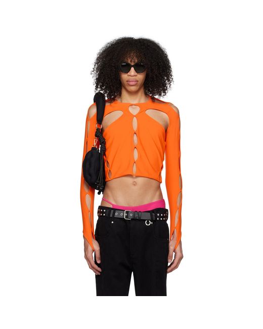 Columbia Orange Cutout Long Sleeve T-Shirt for men